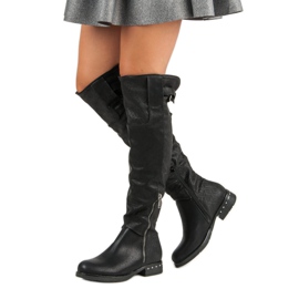SDS Crne čizme na ravnim potpeticama crna 1