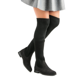 Bestelle Čizme preko koljena s ravnim potpeticama crna 2