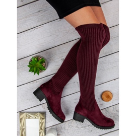 Ideal Shoes Ugrađene bordo čizme crvena 1