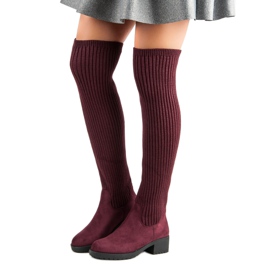 Ideal Shoes Ugrađene bordo čizme crvena 2