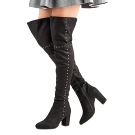 Crne čizme za bedra na stupu crno 2