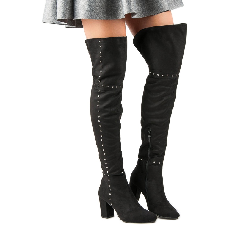 Crne čizme za bedra na stupu crna 1