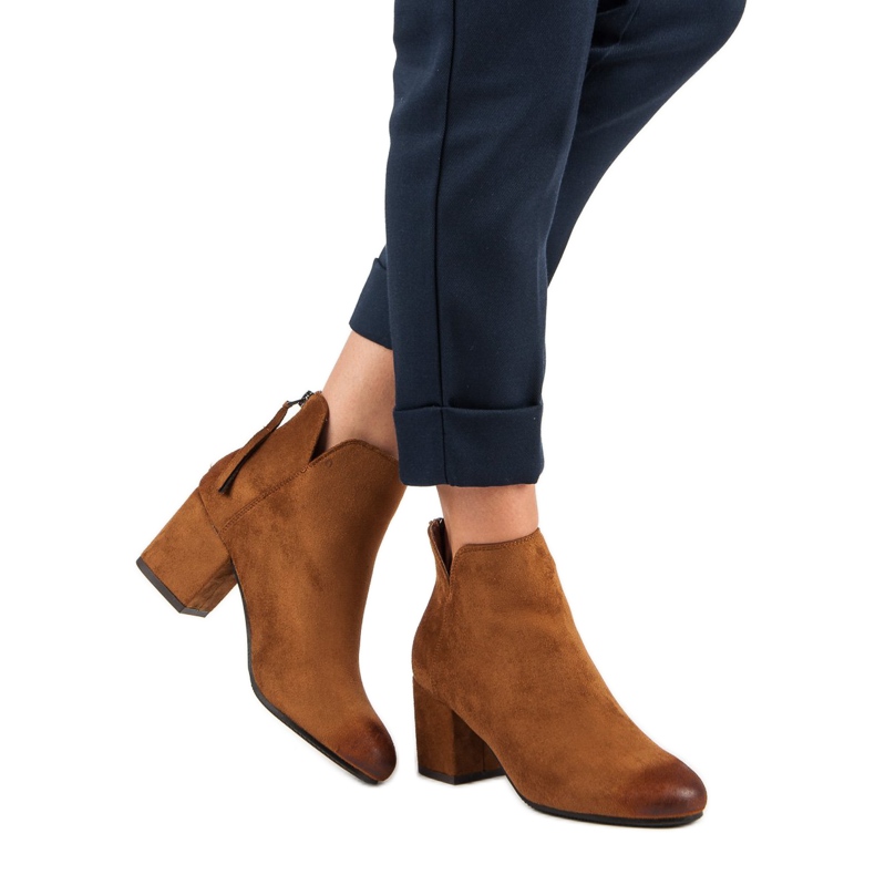 Vinceza Čizme do gležnjača od antilopa na visoku petu smeđa 2