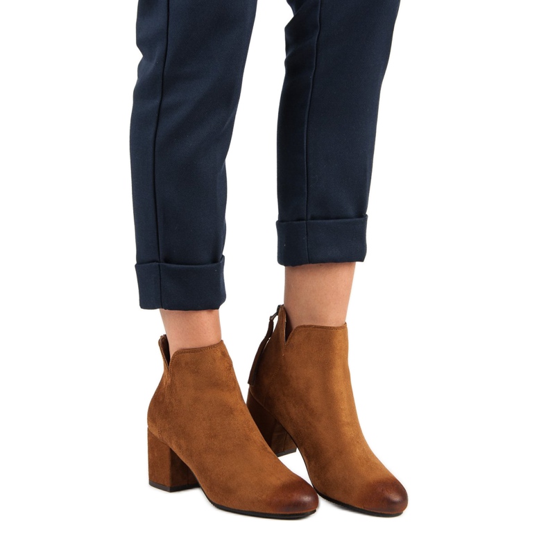 Vinceza Čizme do gležnjača od antilopa na visoku petu smeđa 1