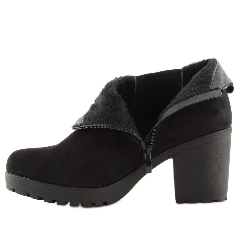 Crne čizme sa širokim potpeticama E5106 Crna crno 2