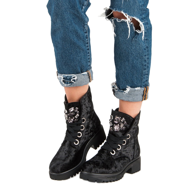 Kylie Modne čizme od velura crno 1