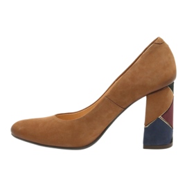 Espinto formalne pumpe crvene pumpe na ukrasnom postu smeđa 2