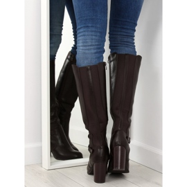 Smeđe čizme s visokim potpeticama QT02P Smeđe smeđa 1