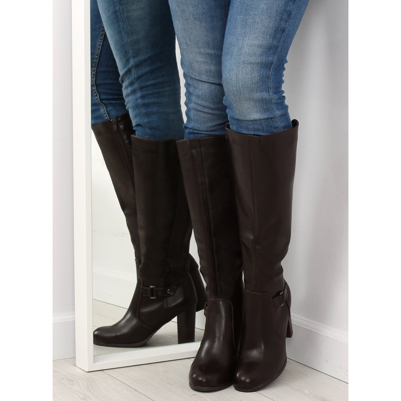 Smeđe čizme s visokim potpeticama QT02P Smeđe smeđa 2