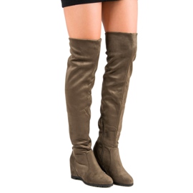 Super Me Čizme s visokim klinom zelena 2