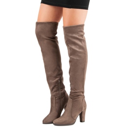 Super Me Visoke čizme za visoka bedra bež 1