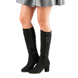 Čizme s visokom potpeticom od antilopa crna 1