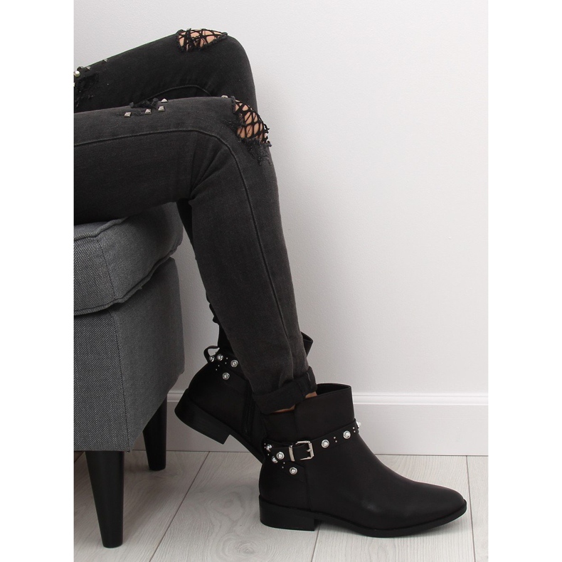 Crne čizme Chelsea s biserima 8996 Crna crno 1