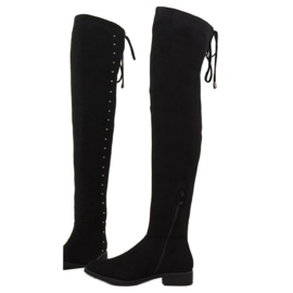 Crne čizme s ravnim potpeticama 7368 crno 1