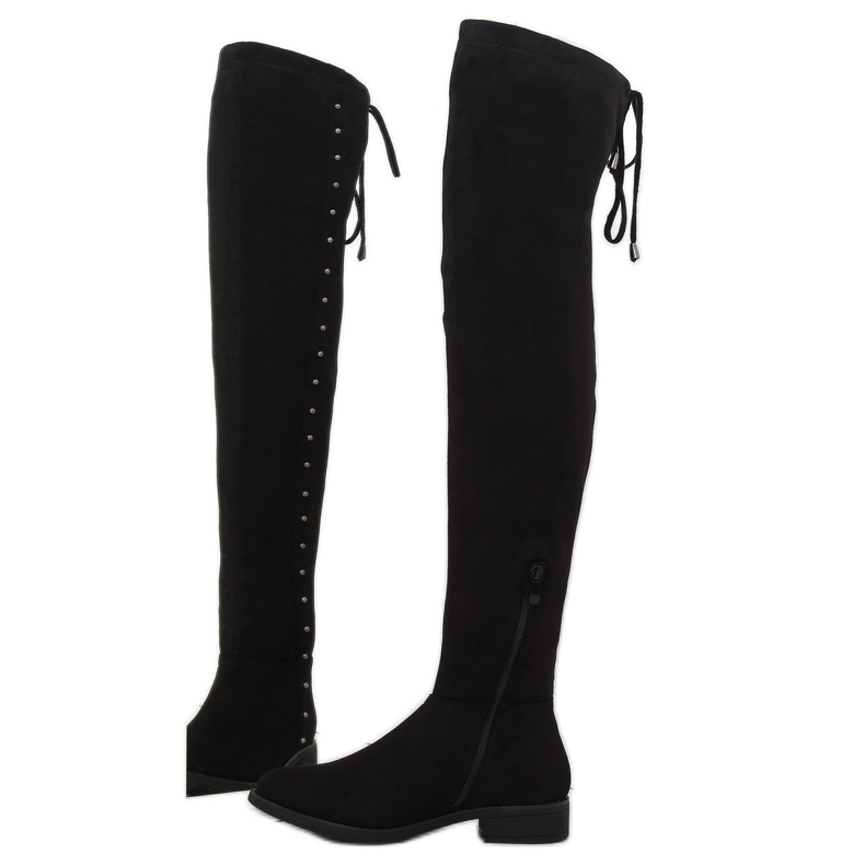 Crne čizme s ravnim potpeticama 7368 crno 1