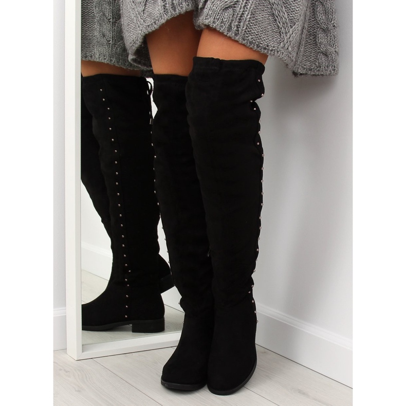 Crne čizme s ravnim potpeticama 7368 crna 2