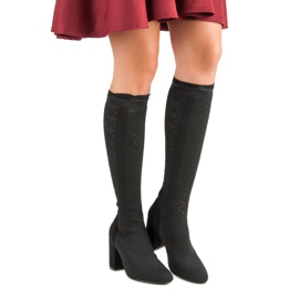 Ažurne čizme na postu crna 2