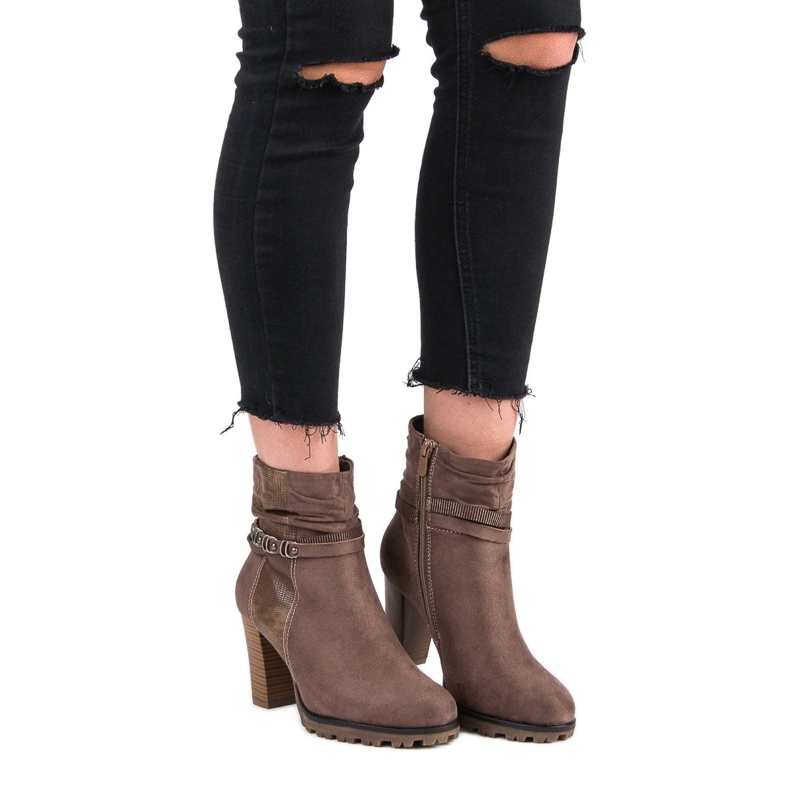 Super Mode Elegantne čizme na postu smeđa 1