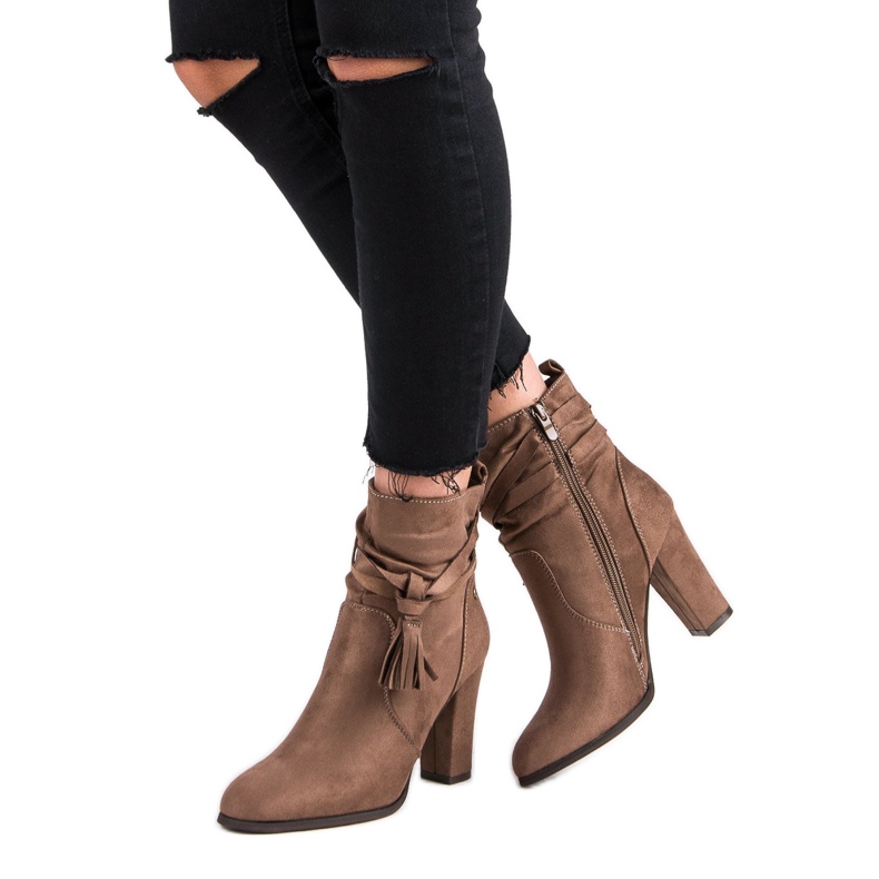 Super Mode Elegantne čizme na postu smeđa 2