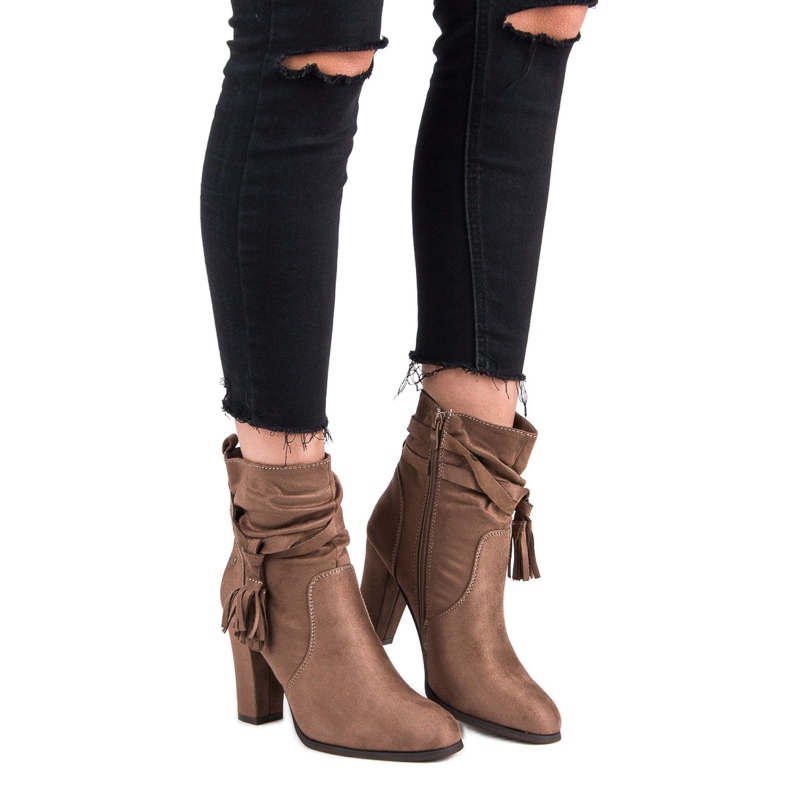 Super Mode Elegantne čizme na postu smeđa 1