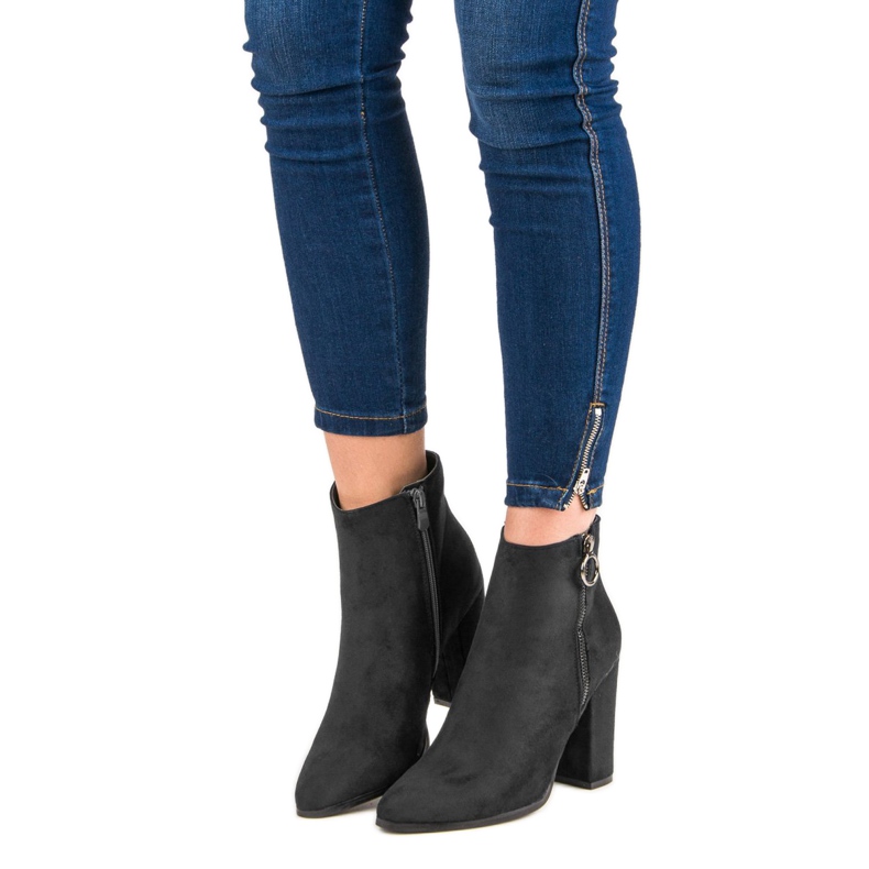 Super Mode Čizme do gležnjača od antilopa na visoku petu crno 2