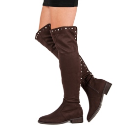 Cm Paris Čizme do bedara s perlicama smeđa 1