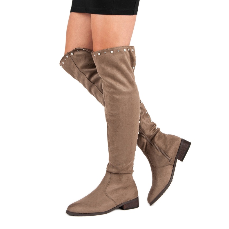 Cm Paris Čizme do bedara s perlicama smeđa 1