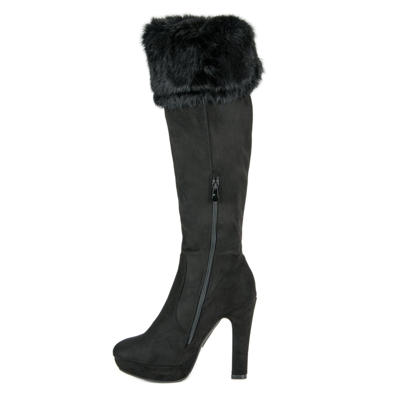 Super Me Čizme od bedra od antilopa s krznom crno 2
