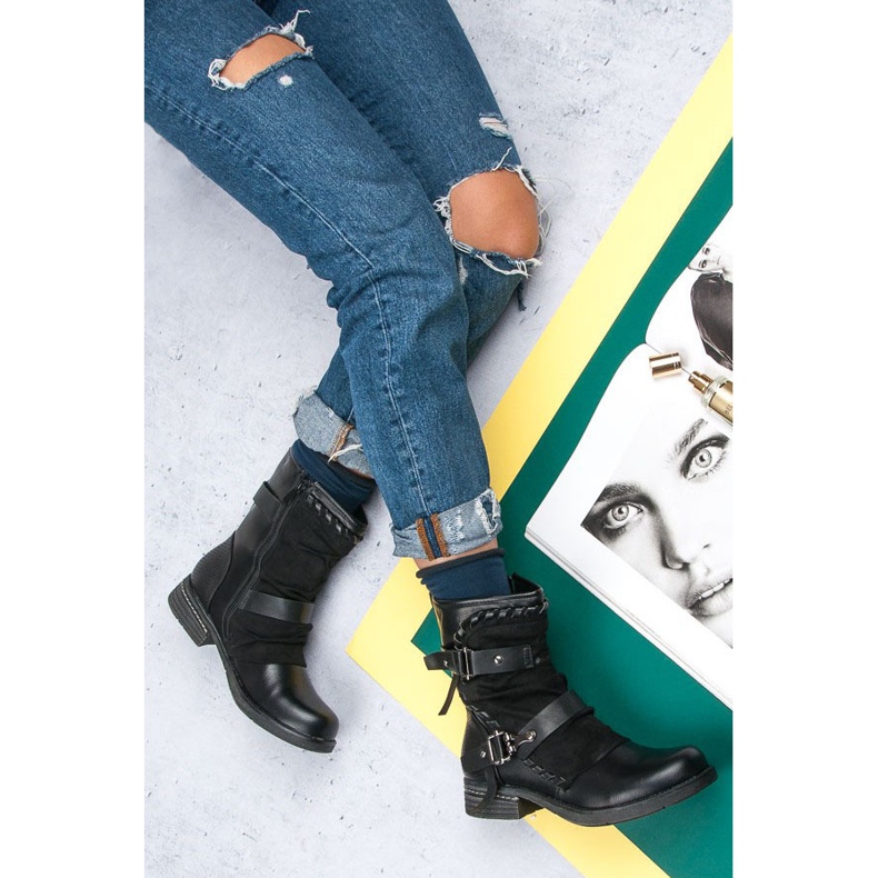 Queentina Čizme s ravnim stijenama crna 1