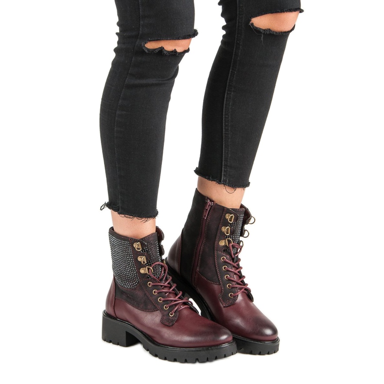 Ideal Shoes Radnici na čipci na platformi višebojan crvena 1