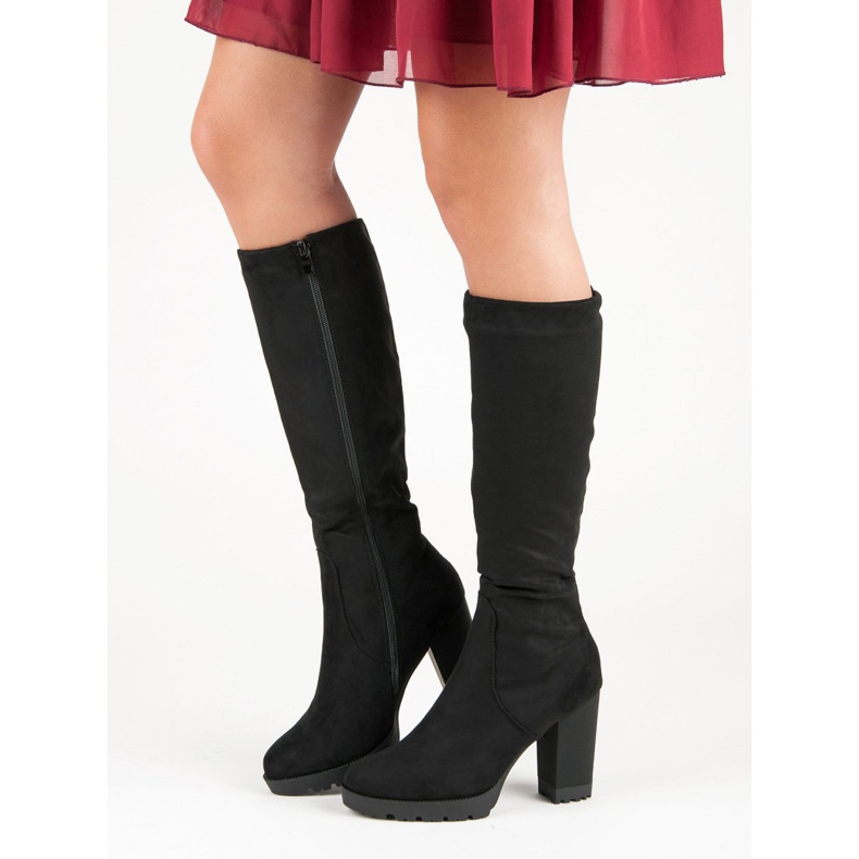 Super Mode Čizme od antilopa na platformu crna 1