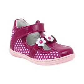 Balerinke na točkice s cvijećem Ren But 267 ružičasta bijela 1