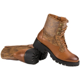 Ideal Shoes Radnici na čipci na platformi smeđa 1