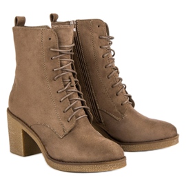 Super Mode Vezane čizme na postu smeđa 1