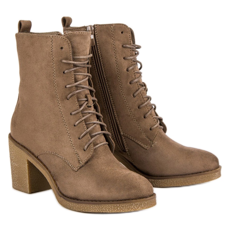 Super Mode Vezane čizme na postu smeđa 1