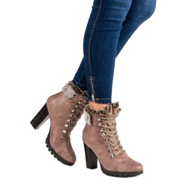 Cm Paris Čizme na vezicu na postu smeđa 1