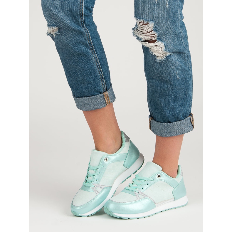 Sportske cipele na vezanje bijela siva zelena 2