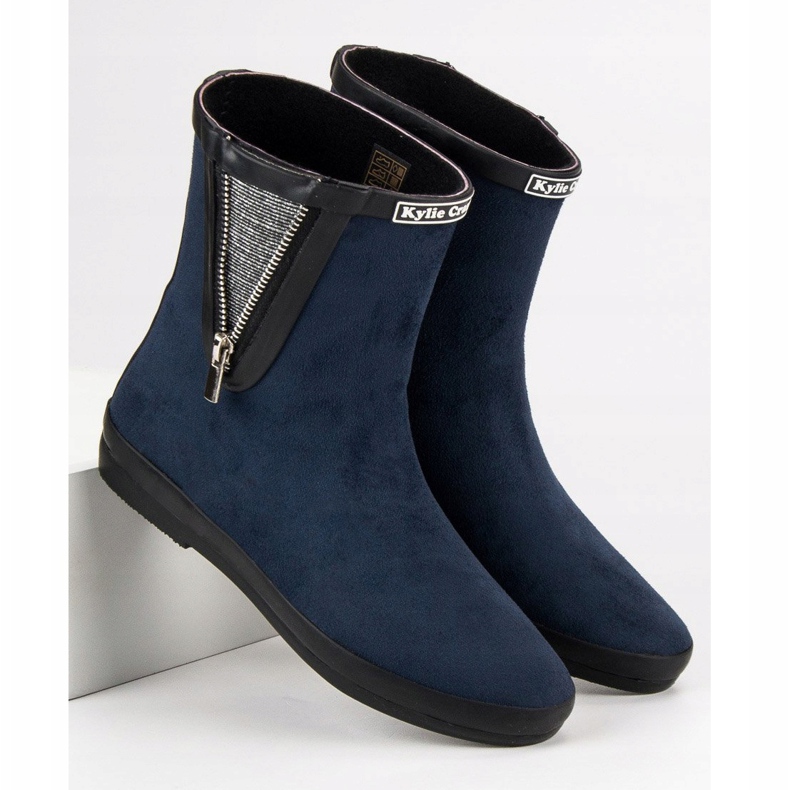 Kylie Galoše od antilopa s ukrasnim zatvaračem tamnoplava 1