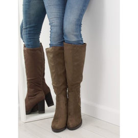 Čizme s visokim potpeticama kaki 7290 kaki 1