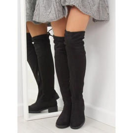 Crne ženske čizme za bedra NS013 Crna crno 1