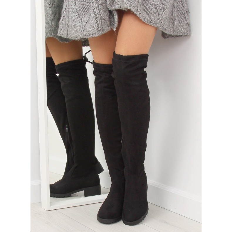 Crne ženske čizme za bedra NS013 Crna 1