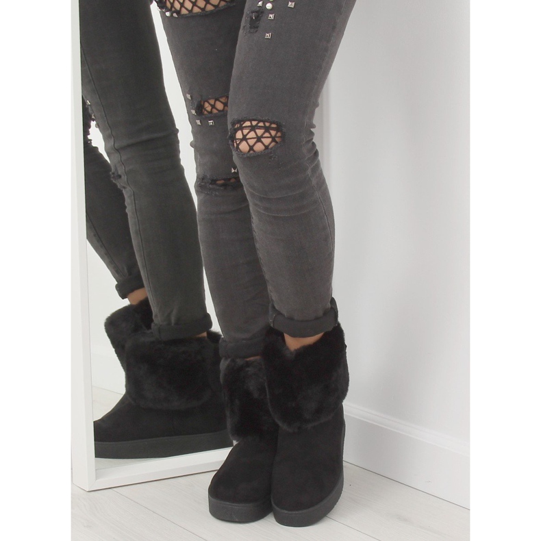 LV58 Crne ženske crne čizme za snijeg crna 1