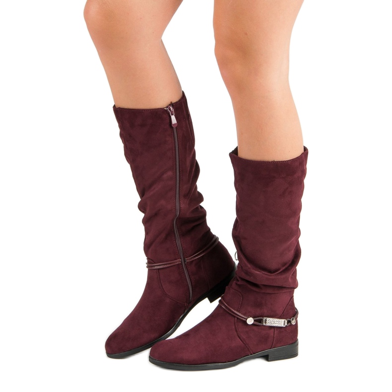 SDS Burgundske čizme do koljena crvena 1