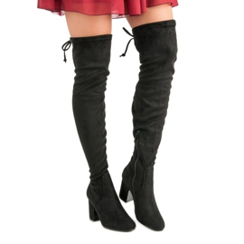 Super Me Crne čizme do butina na postu crno 1