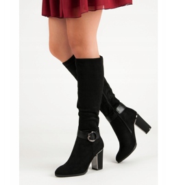 Super Me Elegantne čizme na postu crna 1