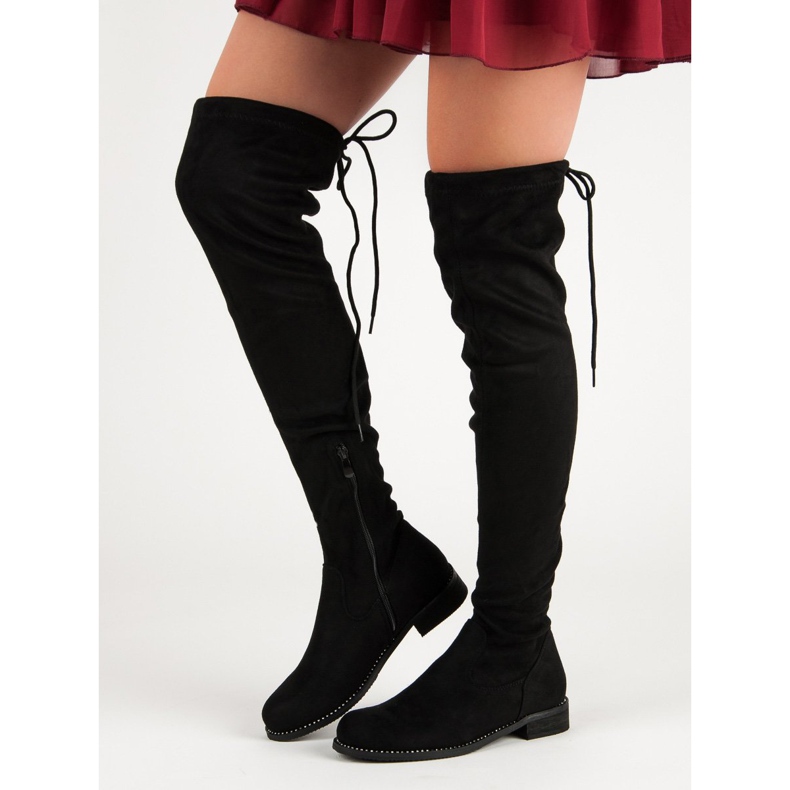 Super Me Modne čizme preko koljena crna 1