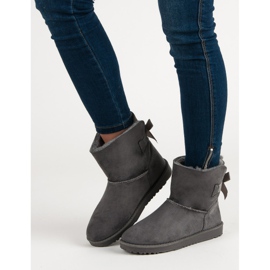 Queentina Sivi mukluki s mašnom siva 1