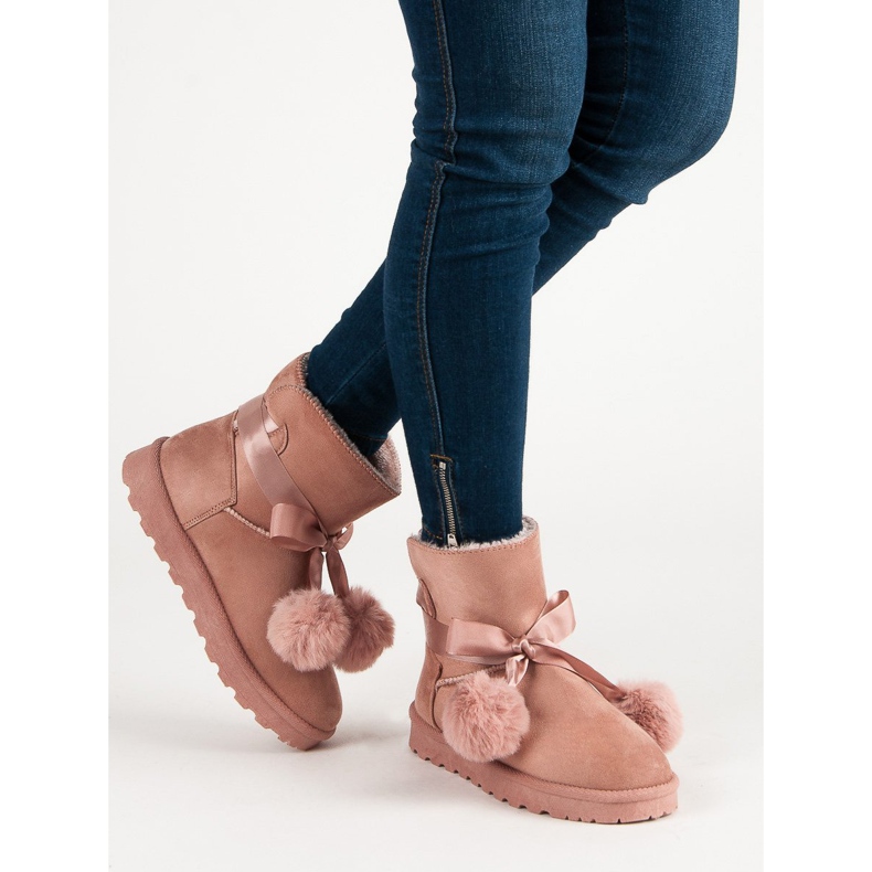 Ružičasti mukluki s pomponima ružičasta 2