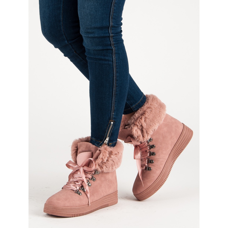 Ružičaste čizme za snijeg s krznom ružičasta 2
