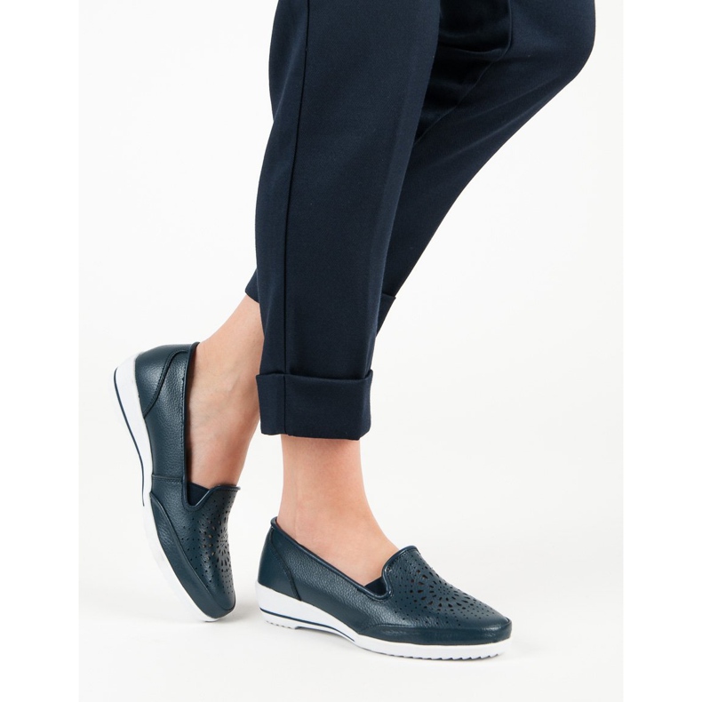 Ažurne cipele od VINCEZA kože plava 1